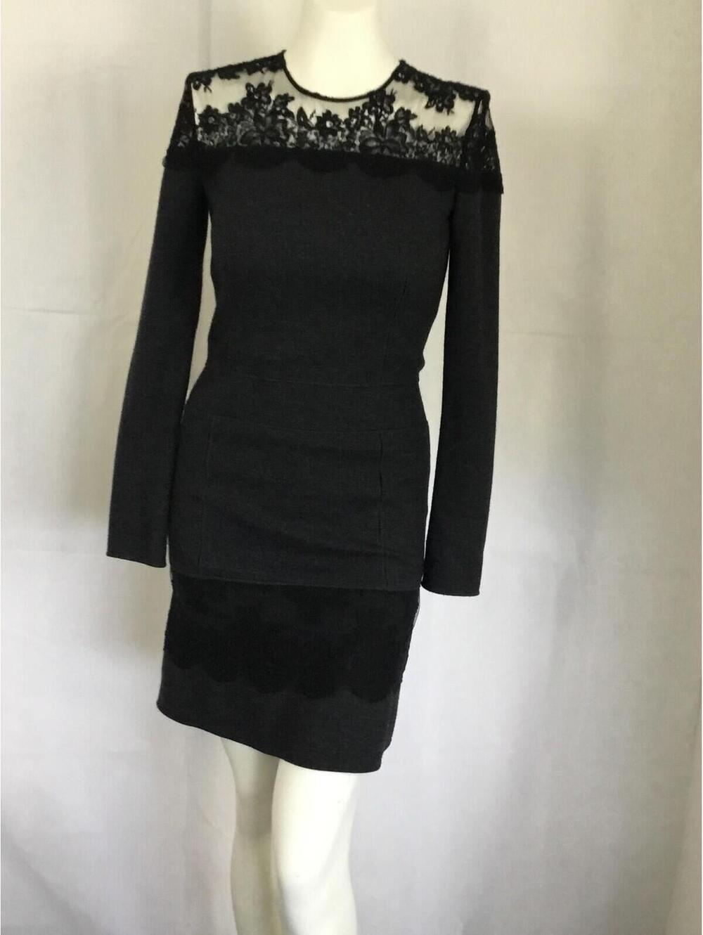 [391] Roberto Cavalli Dress W 40 Black Lace Sheer Yoke Bodycon Short Party